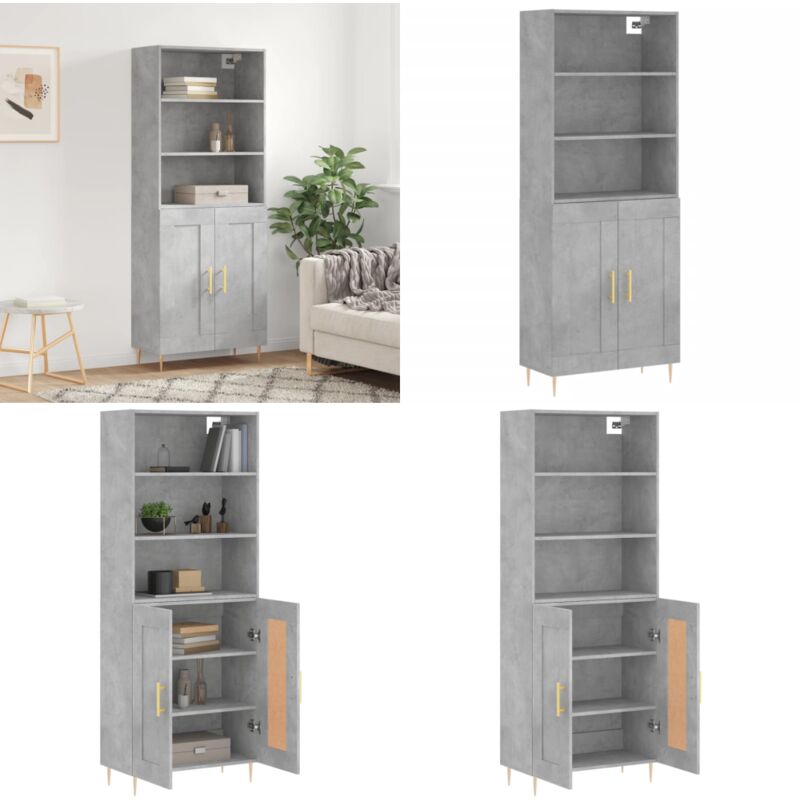 Vidaxl - Buffet haut Gris béton 69,5x34x180 cm Bois d'ingénierie - Buffet Design Moderne - Meuble Rangement Gris - Armoire Cuisine - Buffet Bas Prix