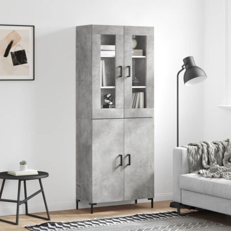 Buffet haut Gris béton 69,5x34x180 cm Bois d'ingénierie vidaXL