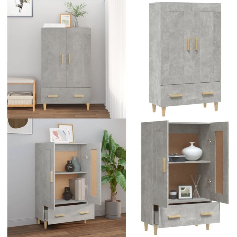 Vidaxl - Buffet haut Gris béton 70x31x115 cm Bois d'ingénierie - Buffet Design Scandinave - Buffet Gris - Meuble Rangement - Buffet Moderne - Buffet