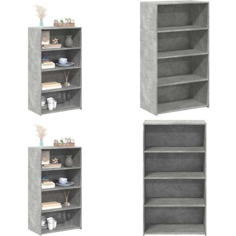 Vidaxl - Buffet haut gris béton 70x41x124 cm bois d'ingénierie - Buffet Design Intemporel - Meuble Rangement Cuisine - Commode Gris Beton - Meuble