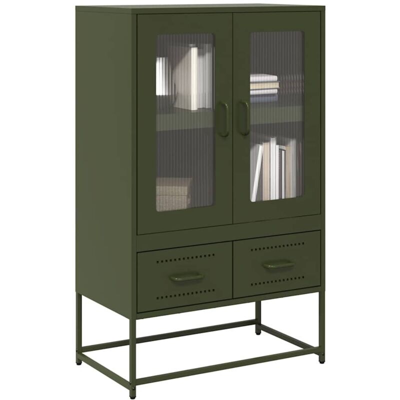 Vidaxl - Buffet haut vert olive 68x39 x111,5 cm acier