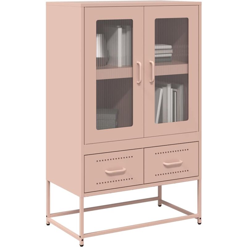 Vidaxl - Buffet haut rose 68x39x111,5 cm acier