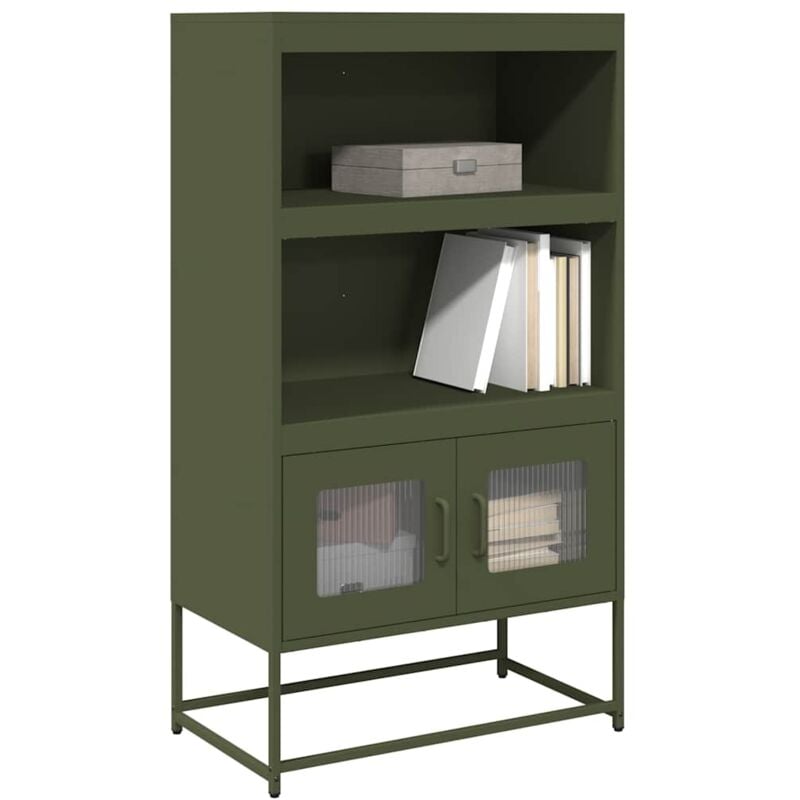 Vidaxl - Buffet haut vert olive 68x39x123 cm acier