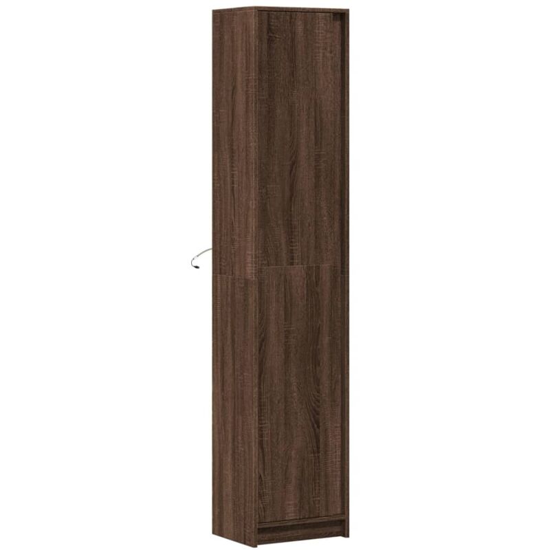 Vidaxl - Buffet haut led chêne brun 41,5x32,5x200 cm bois d'ingénierie