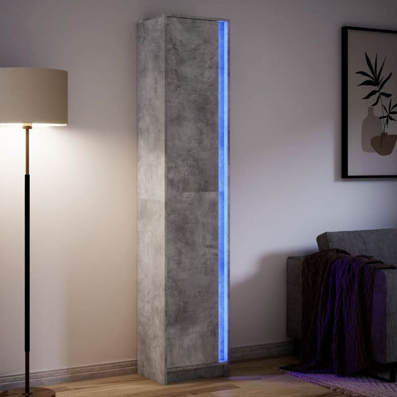 Vidaxl - Buffet haut led gris béton 41,5x32,5x200 cm bois d'ingénierie