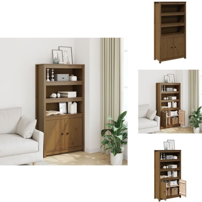 Vidaxl - Buffet haut Marron miel 80x35x154 cm Bois massif de pin - Buffet - Meuble De Rangement - Armoire - Commode - Bois Massif