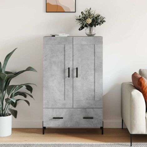 Buffet haut, Meuble de Rangement, Armoire de Cuisine gris béton 69,5x31x115 cm bois d'ingénierie NKK98753