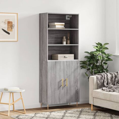 Buffet haut, Meuble de Rangement, Armoire de Cuisine Sogris 69,5x34x180 cm Bois d'ingénierie NKK90460