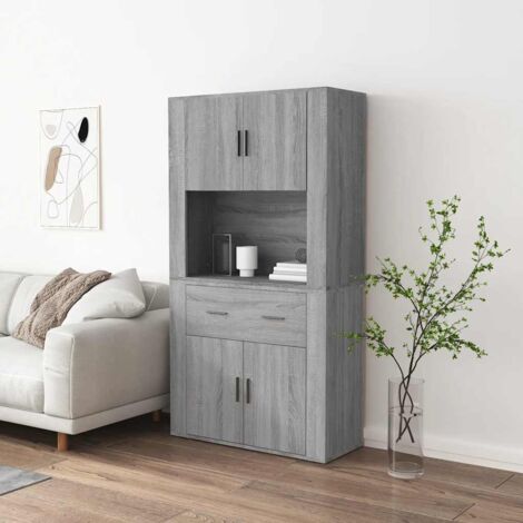 Buffet haut, Meuble de Rangement, Armoire de Cuisine Sonoma gris Bois d'ingénierie RDS6127
