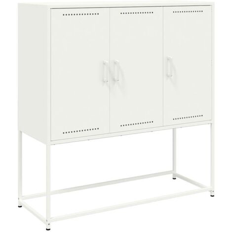 Buffet haut  Meuble de rangement blanc 100,5x39x107 cm acier