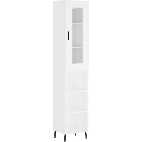 Buffet haut  Meuble de rangement Blanc 34,5x34x180 cm Bois d'ingénierie