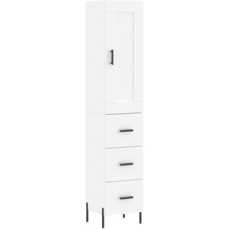 Buffet haut  Meuble de rangement Blanc 34,5x34x180 cm Bois d'ingénierie