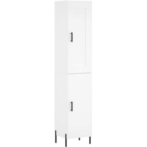 Buffet haut  Meuble de rangement Blanc 34,5x34x180 cm Bois d'ingénierie