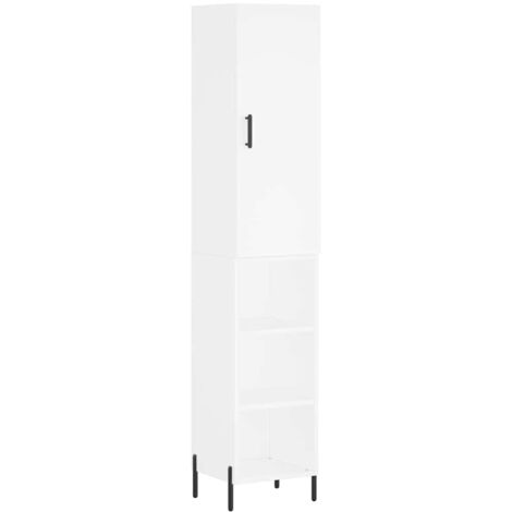 Buffet haut  Meuble de rangement Blanc 34,5x34x180 cm Bois d'ingénierie