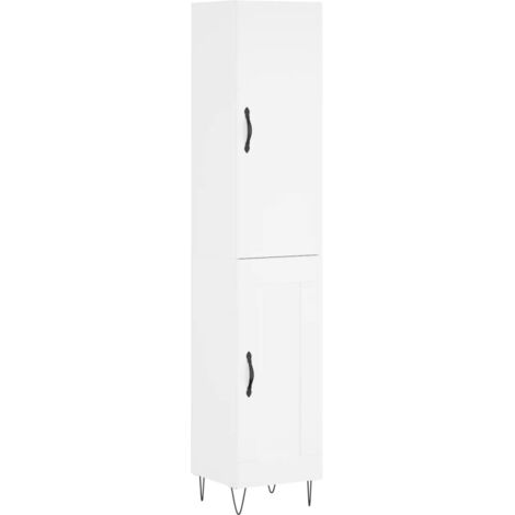 Buffet haut  Meuble de rangement Blanc 34,5x34x180 cm Bois d'ingénierie