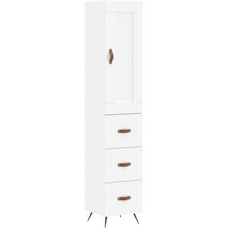 Buffet haut  Meuble de rangement Blanc 34,5x34x180 cm Bois d'ingénierie
