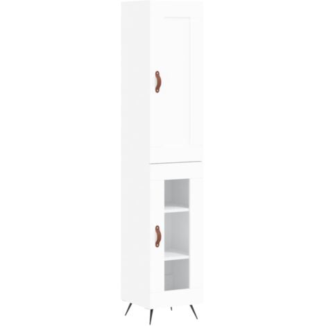 Buffet haut  Meuble de rangement Blanc 34,5x34x180 cm Bois d'ingénierie