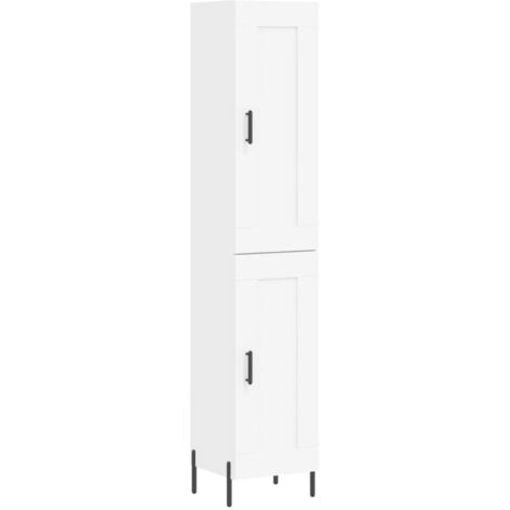 Buffet haut  Meuble de rangement Blanc 34,5x34x180 cm Bois d'ingénierie