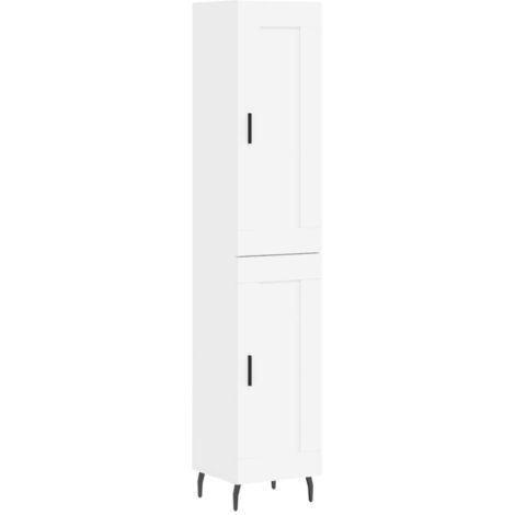 Buffet haut  Meuble de rangement Blanc 34,5x34x180 cm Bois d'ingénierie