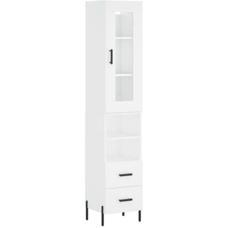 Buffet haut  Meuble de rangement Blanc 34,5x34x180 cm Bois d'ingénierie