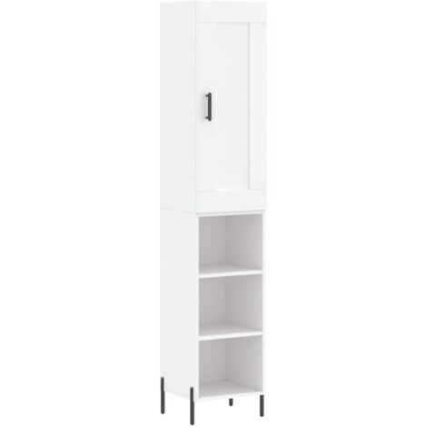 Buffet haut  Meuble de rangement Blanc 34,5x34x180 cm Bois d'ingénierie