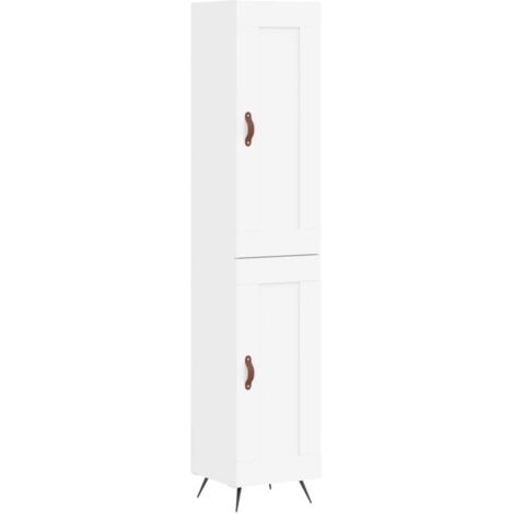 Buffet haut  Meuble de rangement Blanc 34,5x34x180 cm Bois d'ingénierie