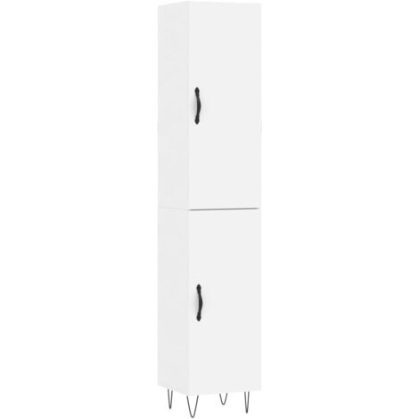Buffet haut  Meuble de rangement Blanc 34,5x34x180 cm Bois d'ingénierie