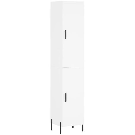 Buffet haut  Meuble de rangement Blanc 34,5x34x180 cm Bois d'ingénierie