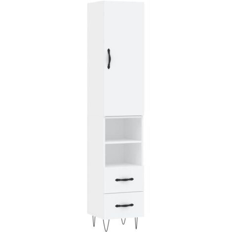 Buffet haut  Meuble de rangement Blanc 34,5x34x180 cm Bois d'ingénierie