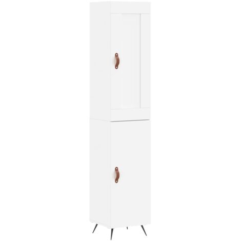 Buffet haut  Meuble de rangement Blanc 34,5x34x180 cm Bois d'ingénierie