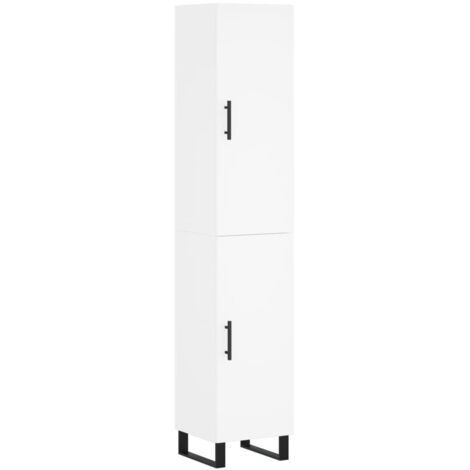 Buffet haut  Meuble de rangement Blanc 34,5x34x180 cm Bois d'ingénierie