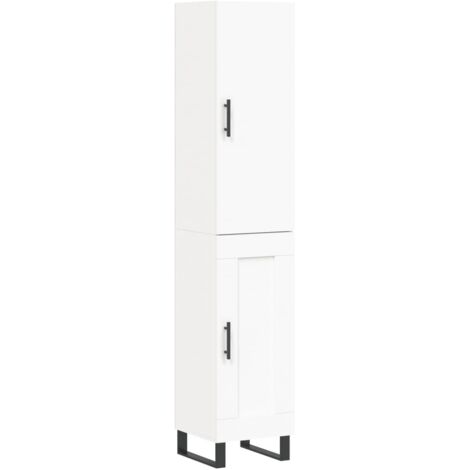 Buffet haut  Meuble de rangement Blanc 34,5x34x180 cm Bois d'ingénierie