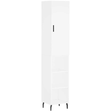 Buffet haut  Meuble de rangement Blanc 34,5x34x180 cm Bois d'ingénierie