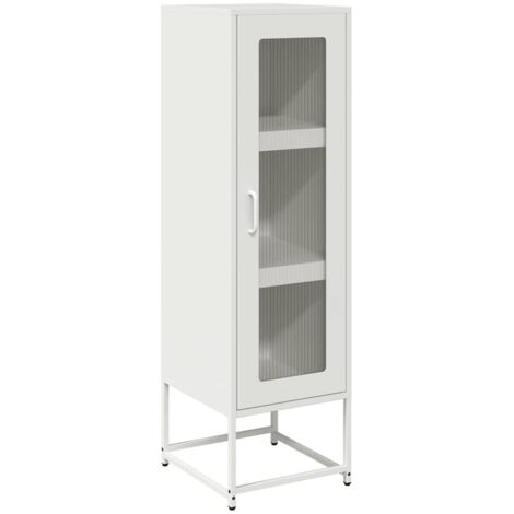 Buffet haut  Meuble de rangement blanc 36x39x123 cm acier laminé à froid