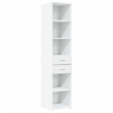 Buffet haut  Meuble de rangement blanc 40x42,5x185 cm bois d'ingénierie