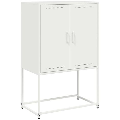 Buffet haut  Meuble de rangement blanc 68,5x38,5x107 cm acier