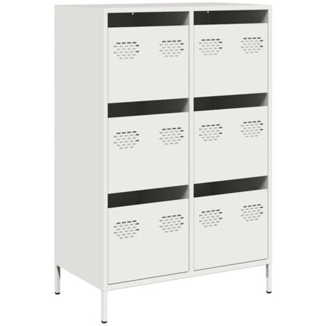Buffet haut  Meuble de rangement blanc 68x39x101,5 cm acier