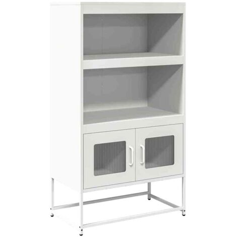 Buffet haut  Meuble de rangement blanc 68x39x123 cm acier