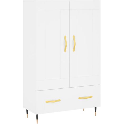 Buffet haut  Meuble de rangement blanc 69,5x31x115 cm bois d'ingénierie