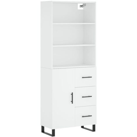 Buffet haut  Meuble de rangement Blanc 69,5x34x180 cm Bois d'ingénierie