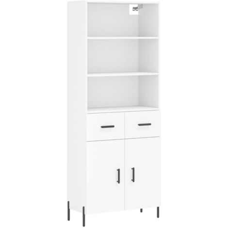Buffet haut  Meuble de rangement Blanc 69,5x34x180 cm Bois d'ingénierie