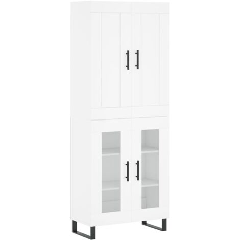 Buffet haut  Meuble de rangement Blanc 69,5x34x180 cm Bois d'ingénierie