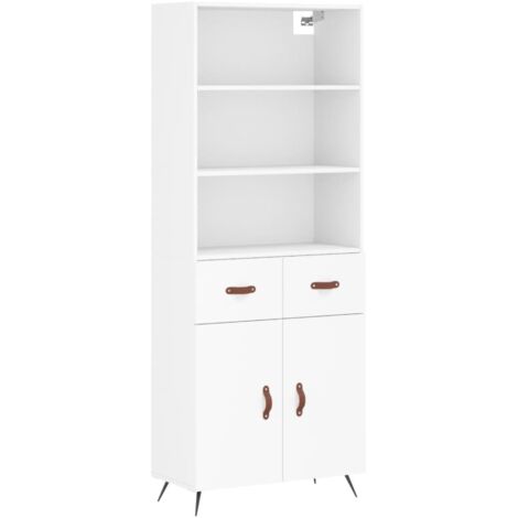 Buffet haut  Meuble de rangement Blanc 69,5x34x180 cm Bois d'ingénierie