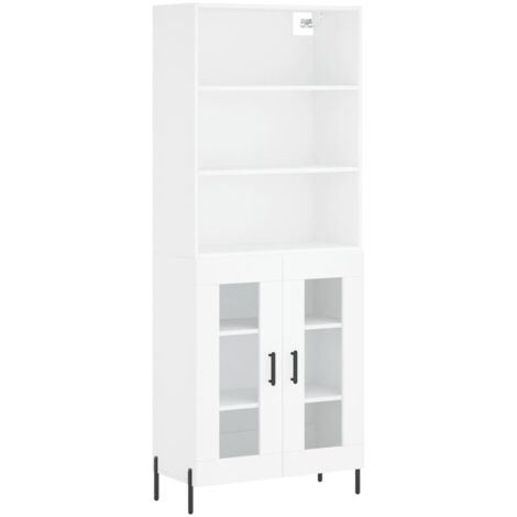 Buffet haut  Meuble de rangement Blanc 69,5x34x180 cm Bois d'ingénierie