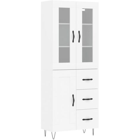 Buffet haut  Meuble de rangement Blanc 69,5x34x180 cm Bois d'ingénierie