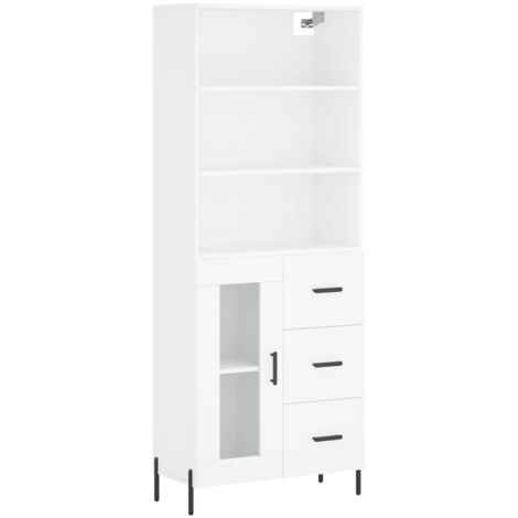 Buffet haut  Meuble de rangement Blanc 69,5x34x180 cm Bois d'ingénierie