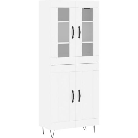 Buffet haut  Meuble de rangement Blanc 69,5x34x180 cm Bois d'ingénierie
