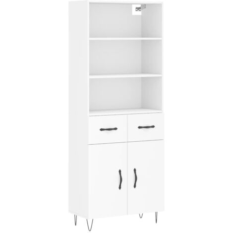 Buffet haut  Meuble de rangement Blanc 69,5x34x180 cm Bois d'ingénierie