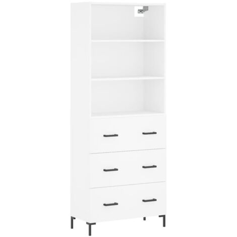 Buffet haut  Meuble de rangement Blanc 69,5x34x180 cm Bois d'ingénierie