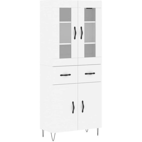 Buffet haut  Meuble de rangement Blanc 69,5x34x180 cm Bois d'ingénierie